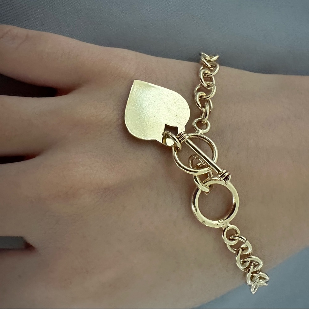 Gold Heart Toggle Bracelet Brooch Pin - Women Jewelry Brooches
